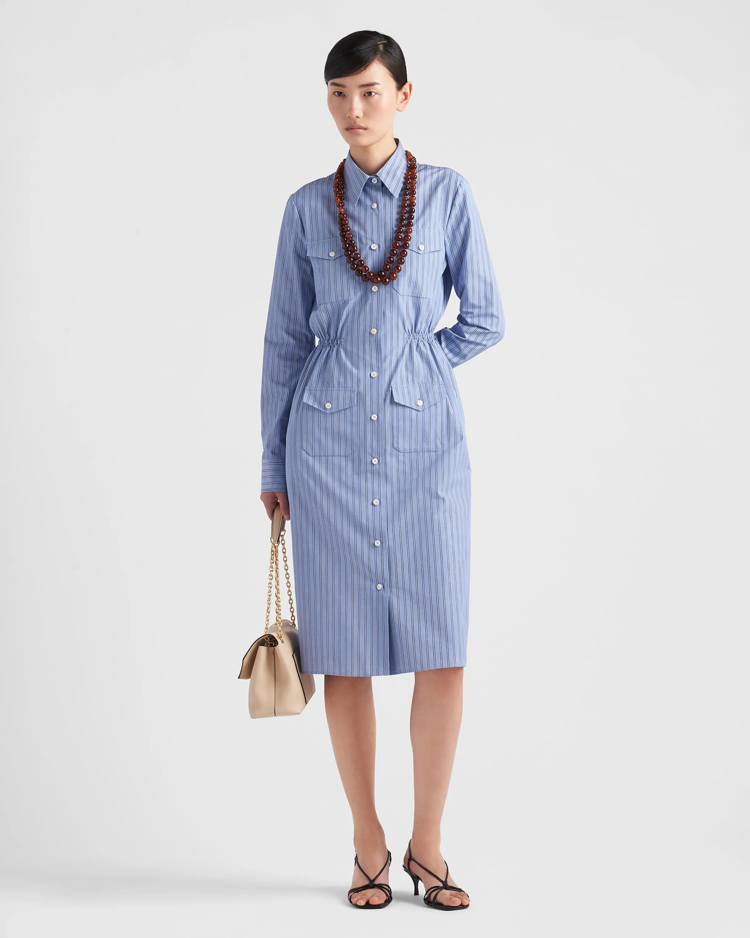 Donna Prada Abito in chambray a righe