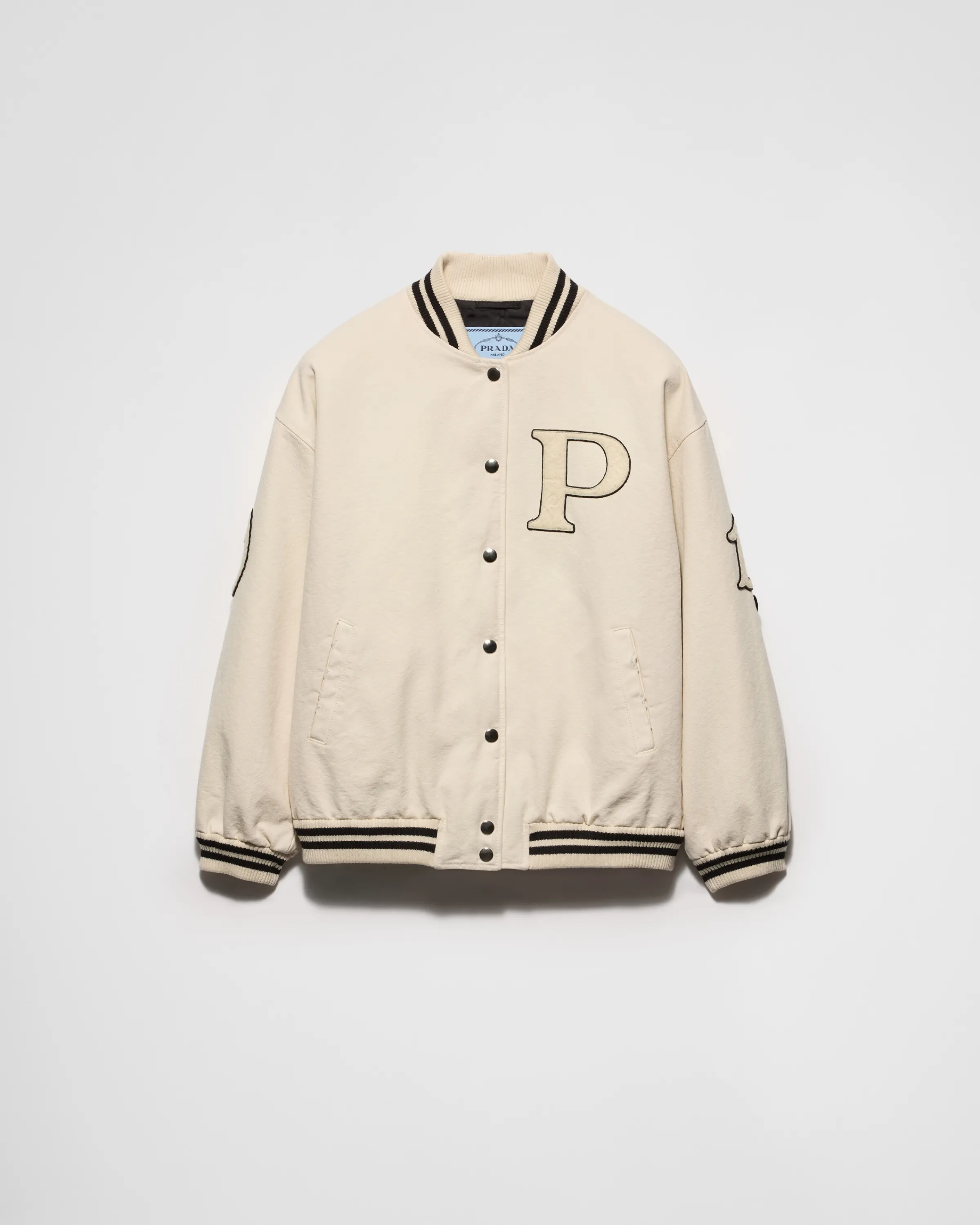 Donna Prada Bomber in canvas con patch