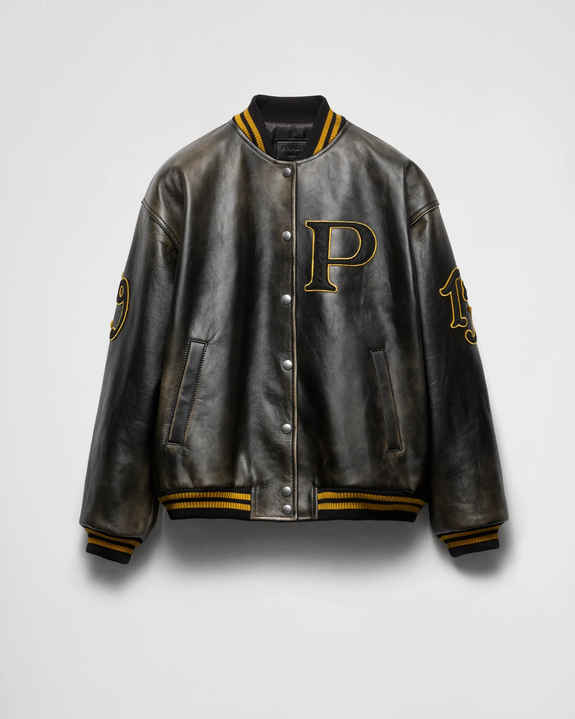 Donna Prada Bomber in pelle con patch