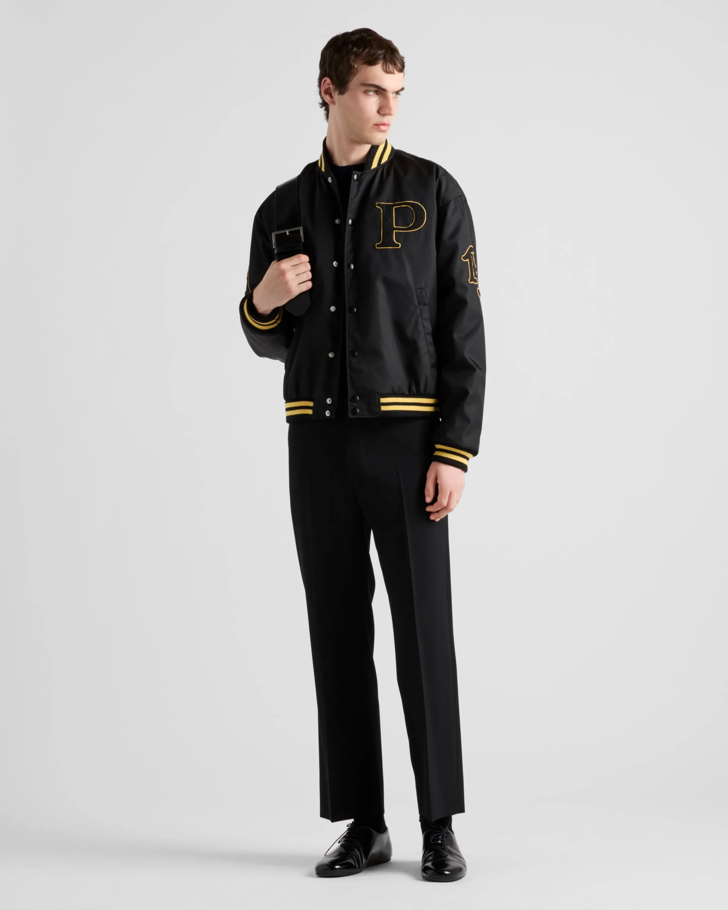 Uomo Prada Bomber in Re-Nylon con patch