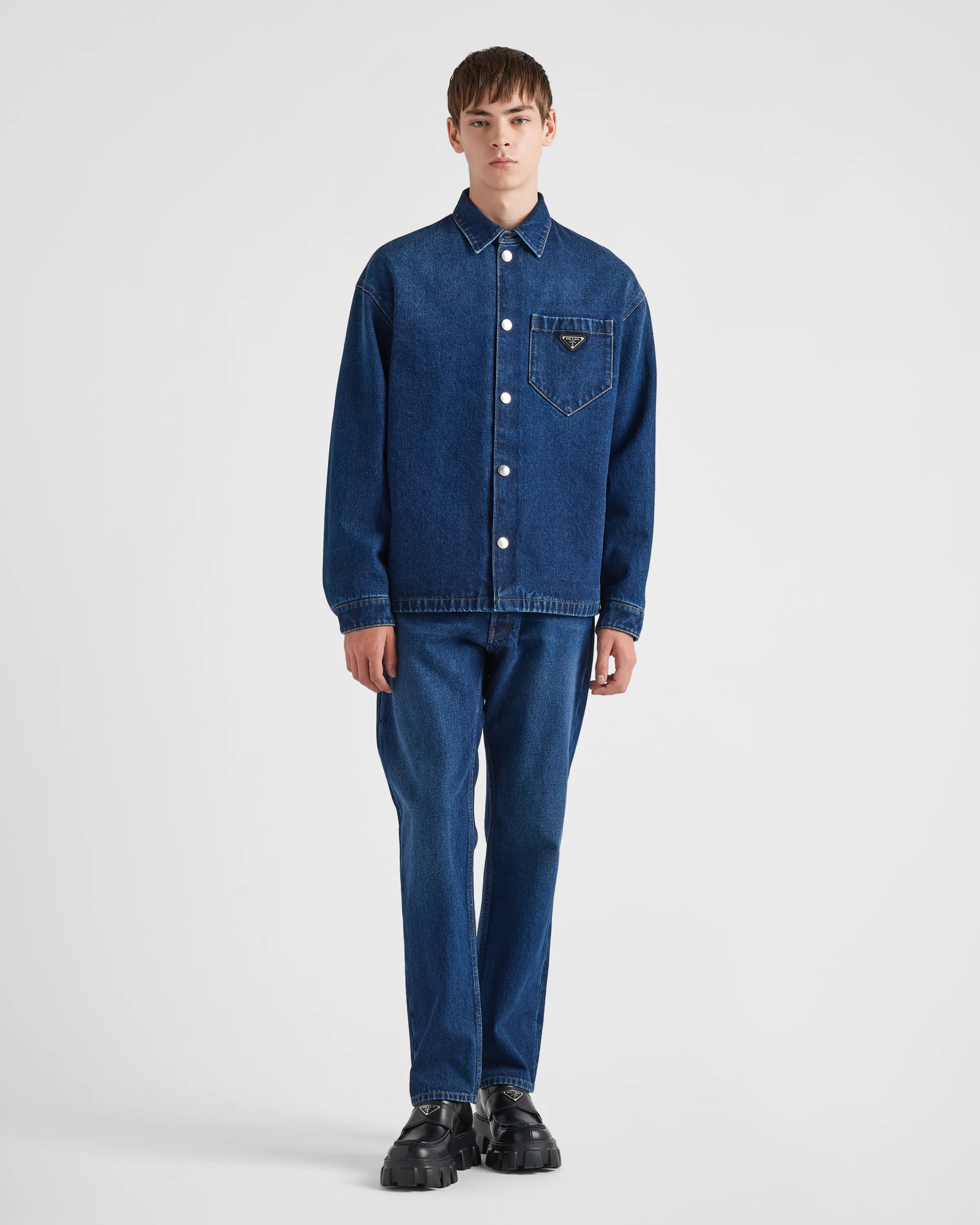 Uomo Prada Camicia in denim imbottito