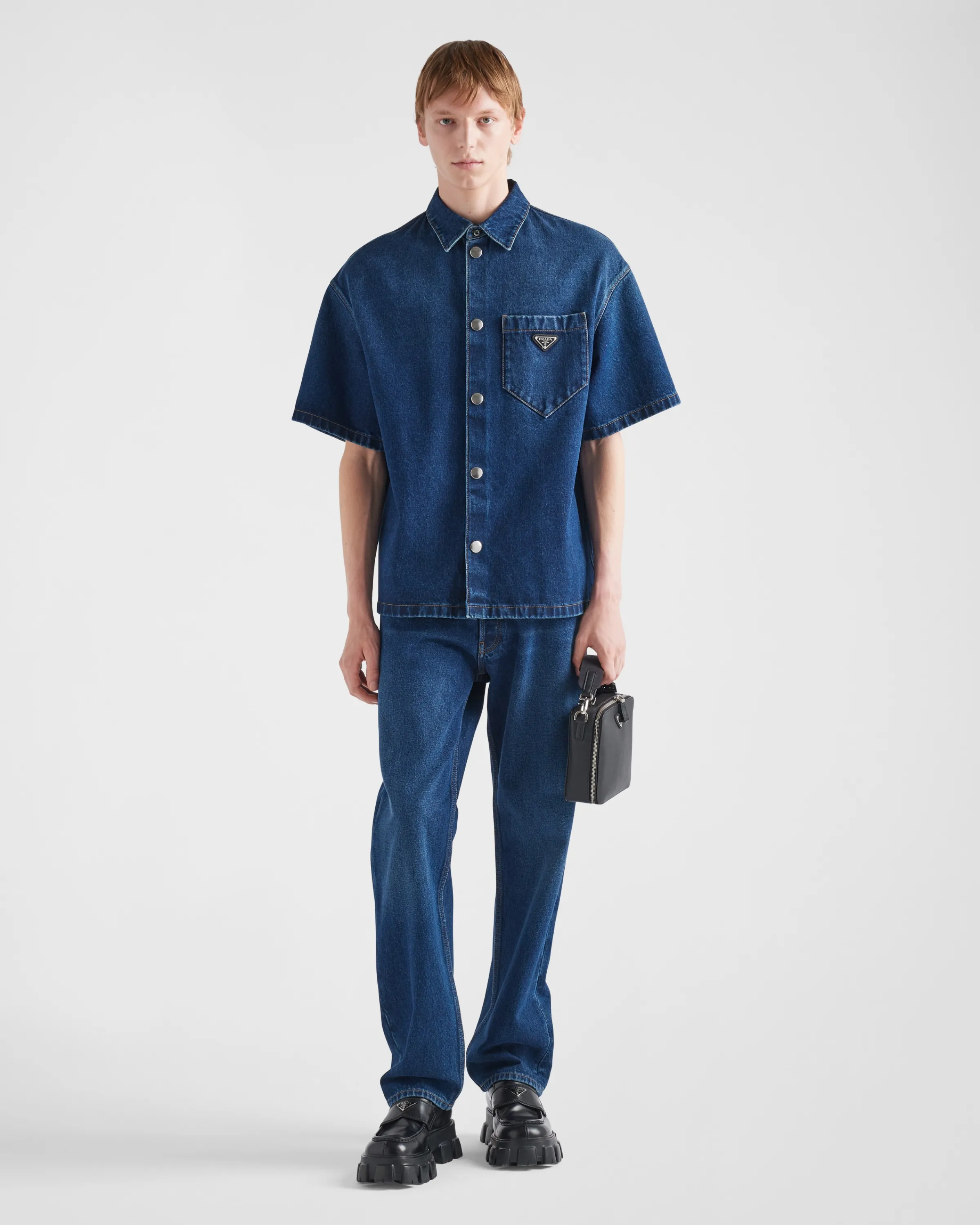 Uomo Prada Camicia in denim imbottito