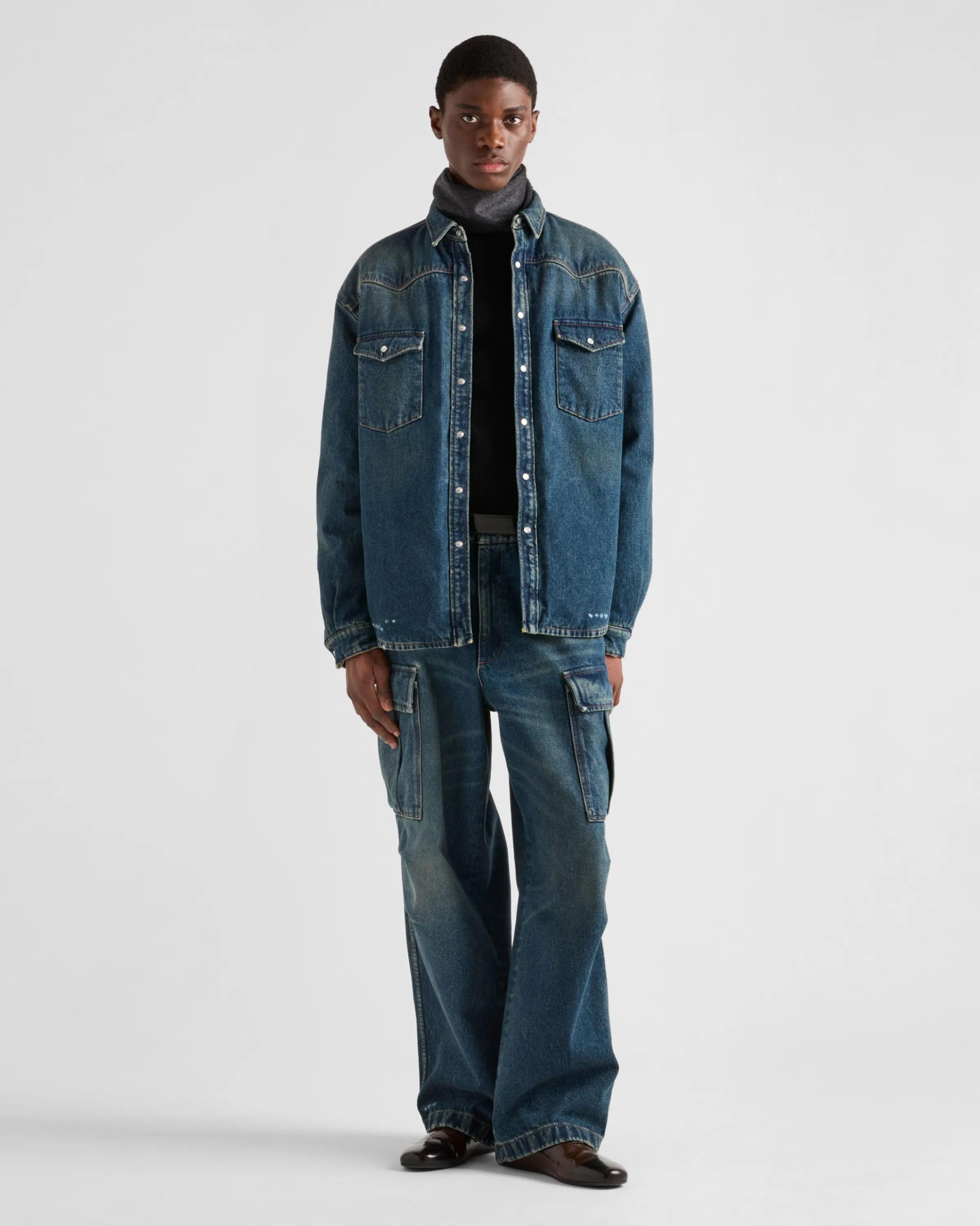 Uomo Prada Camicia in denim imbottito