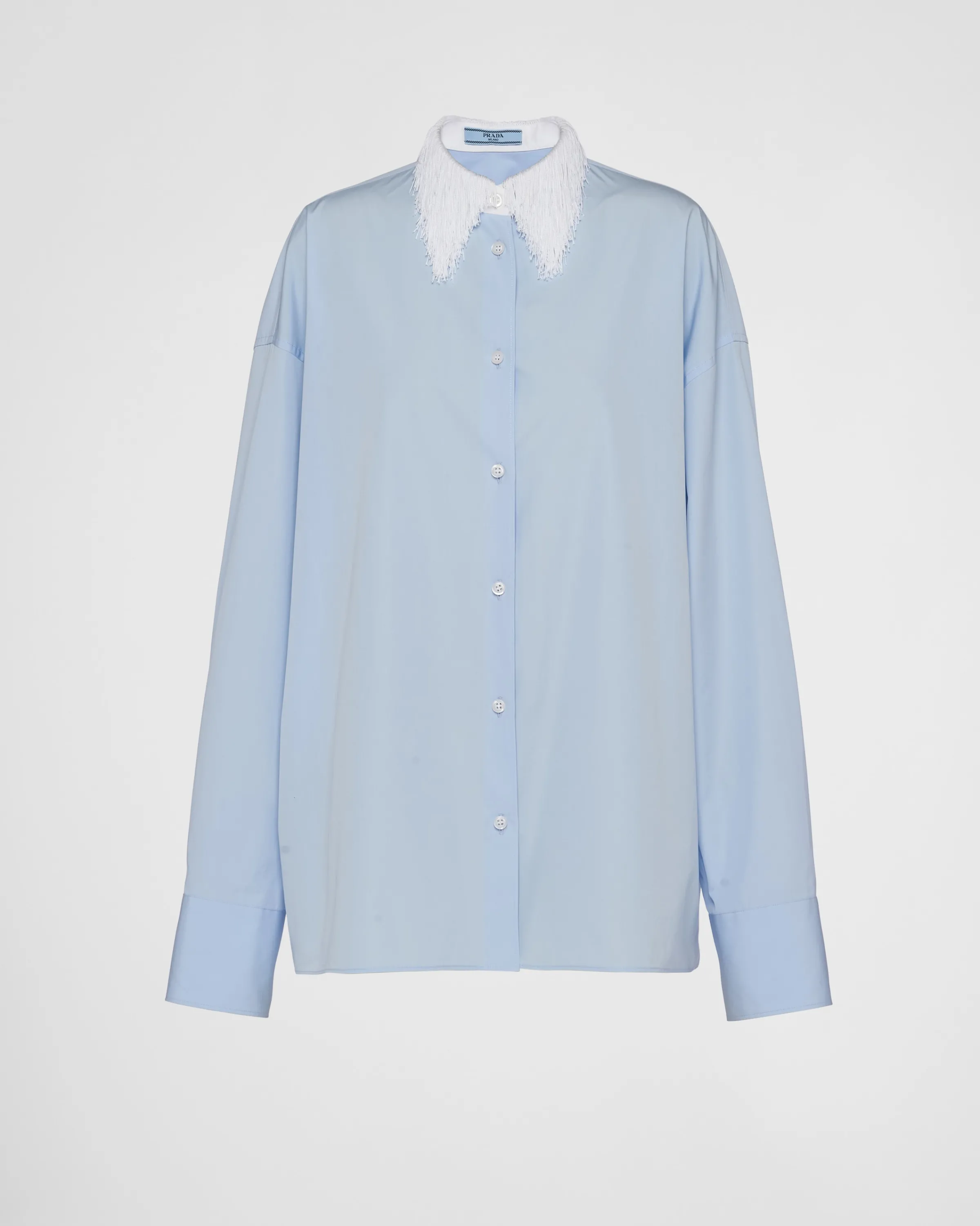 Donna Prada Camicia in popeline con colletto di frange