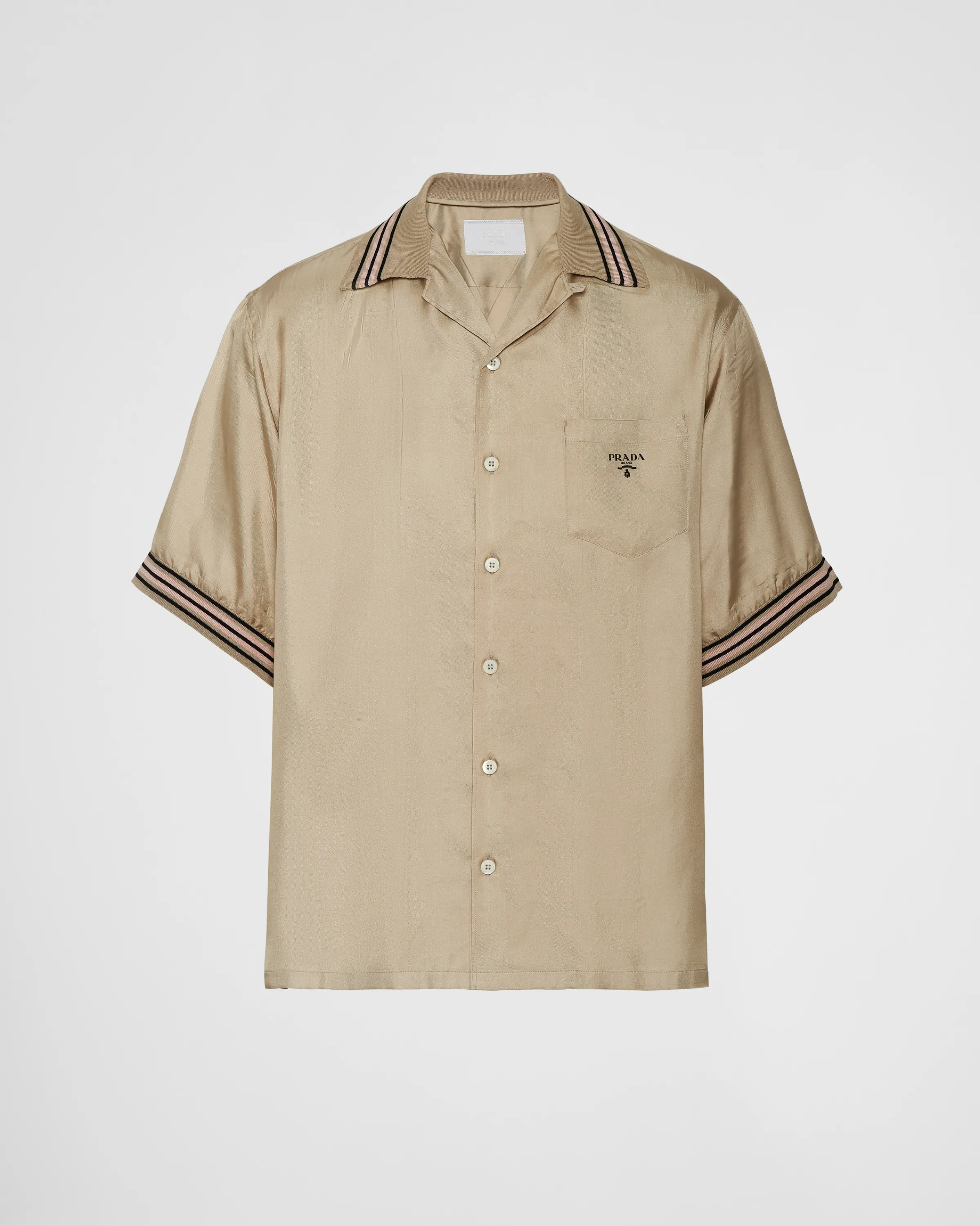 Uomo Prada Camicia maniche corte in twill di seta