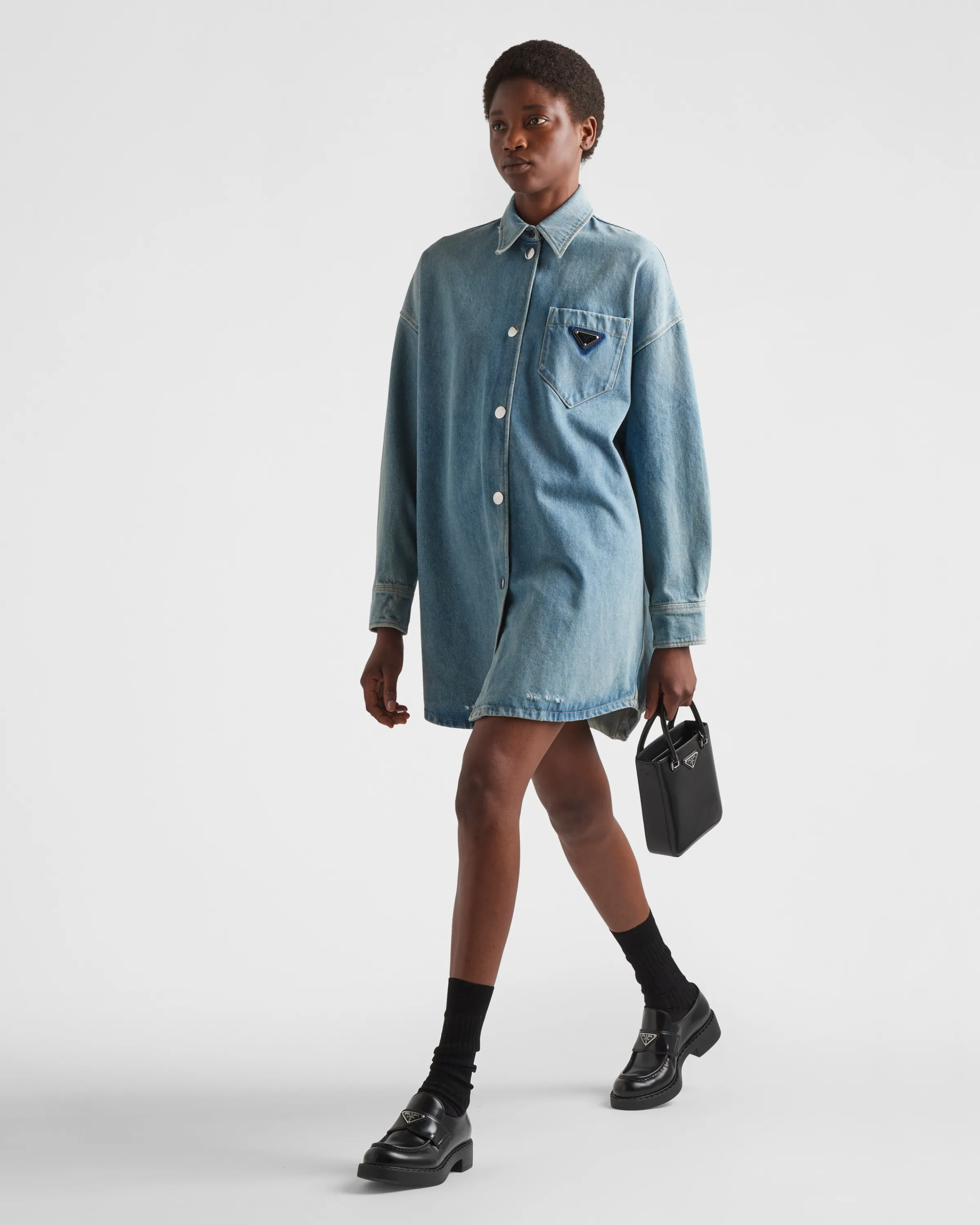 Donna Prada Camicia oversize in denim organico