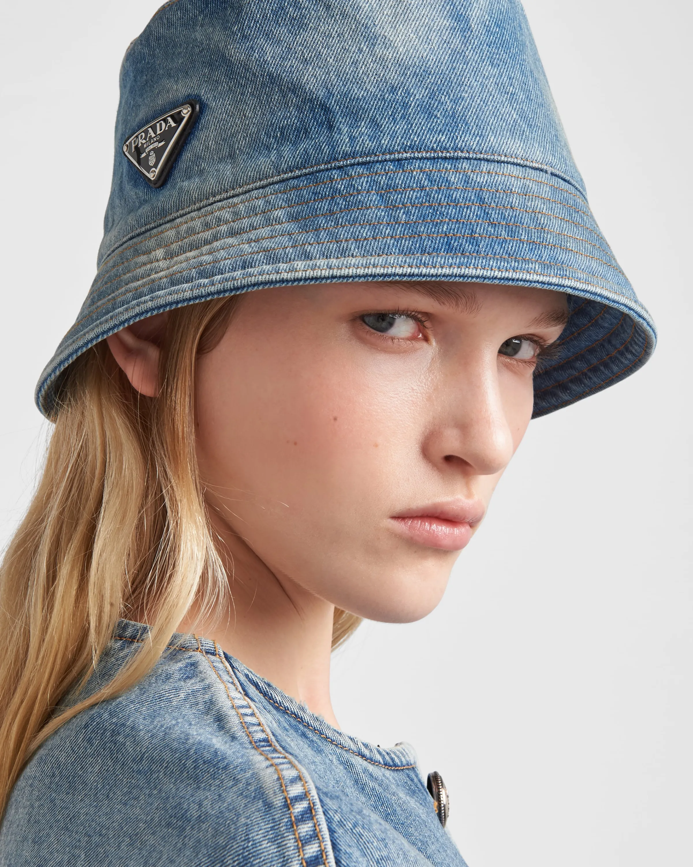 Donna Prada Cappello da pescatore in denim