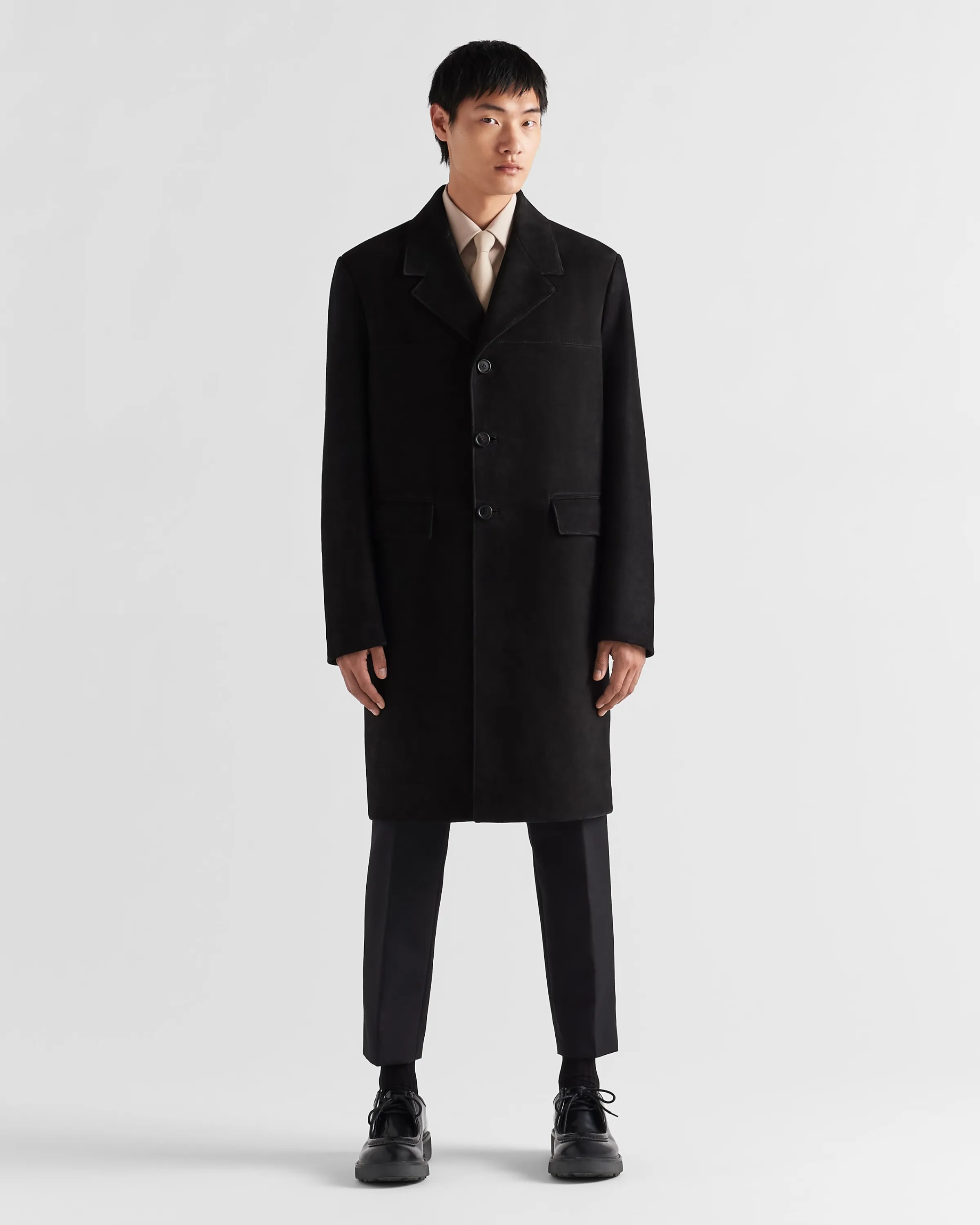 Uomo Prada Cappotto in pelle scamosciata