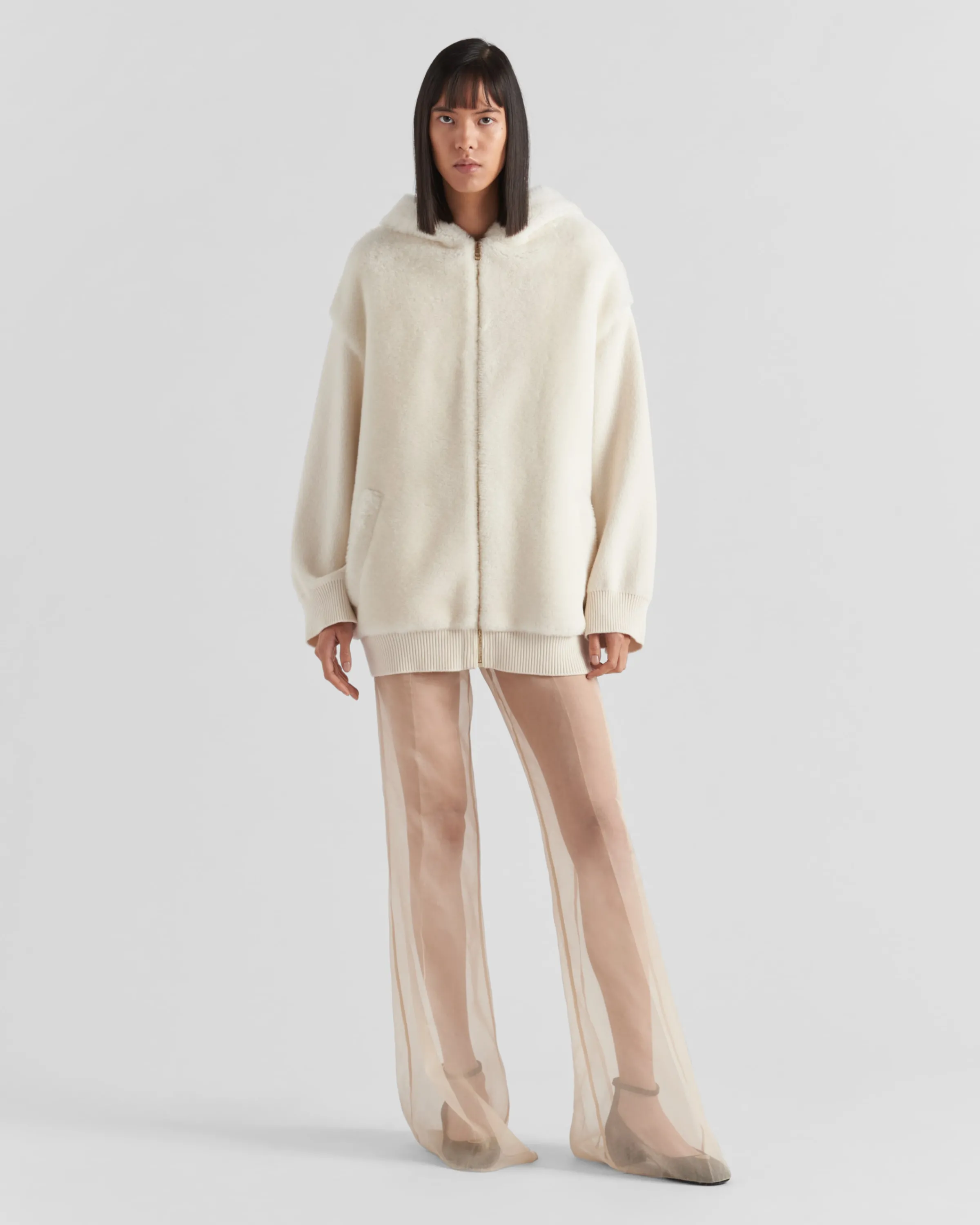 Donna Prada Cardigan in cashmere con cappuccio