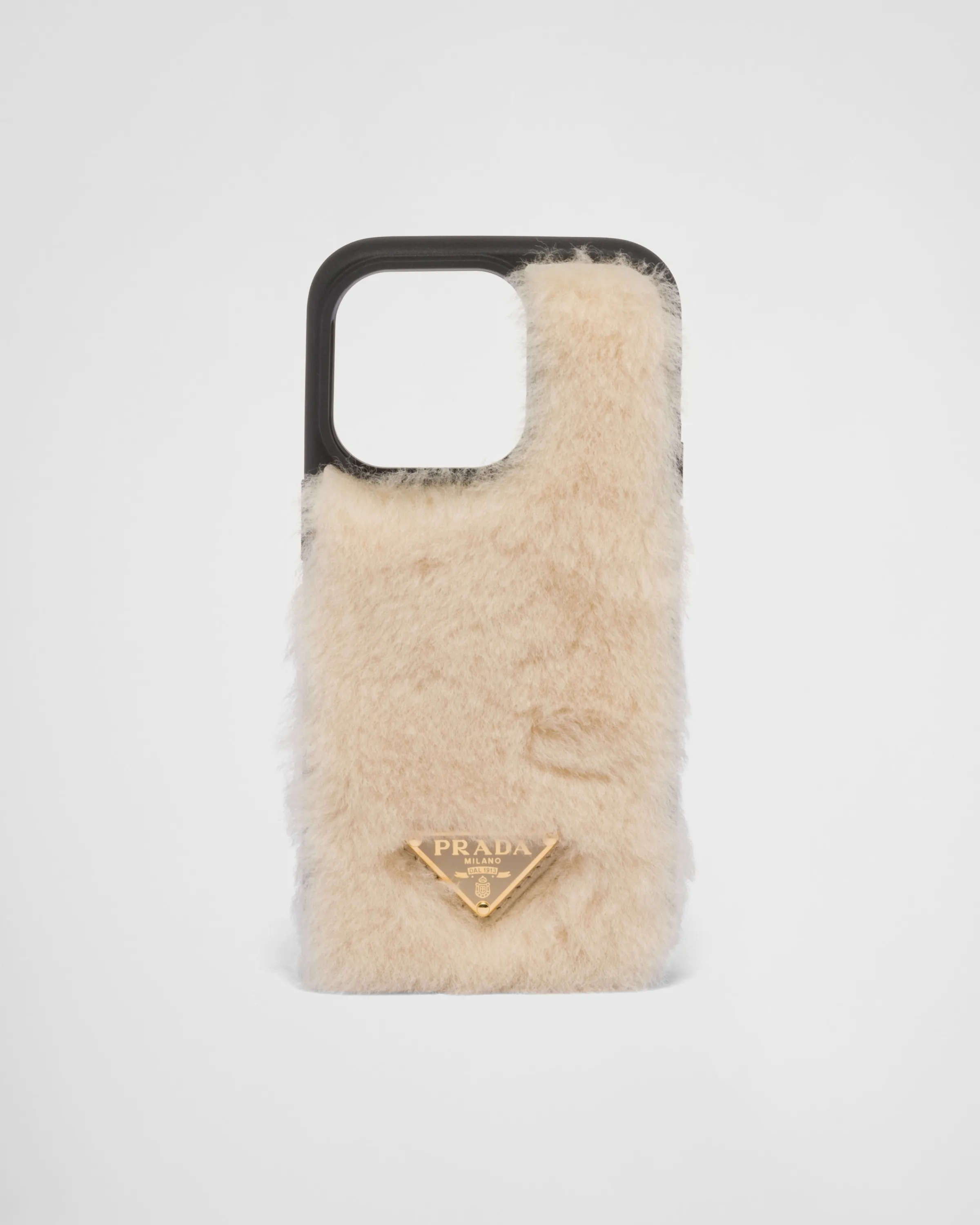 Donna Prada Cover in montone per iPhone 14 Pro