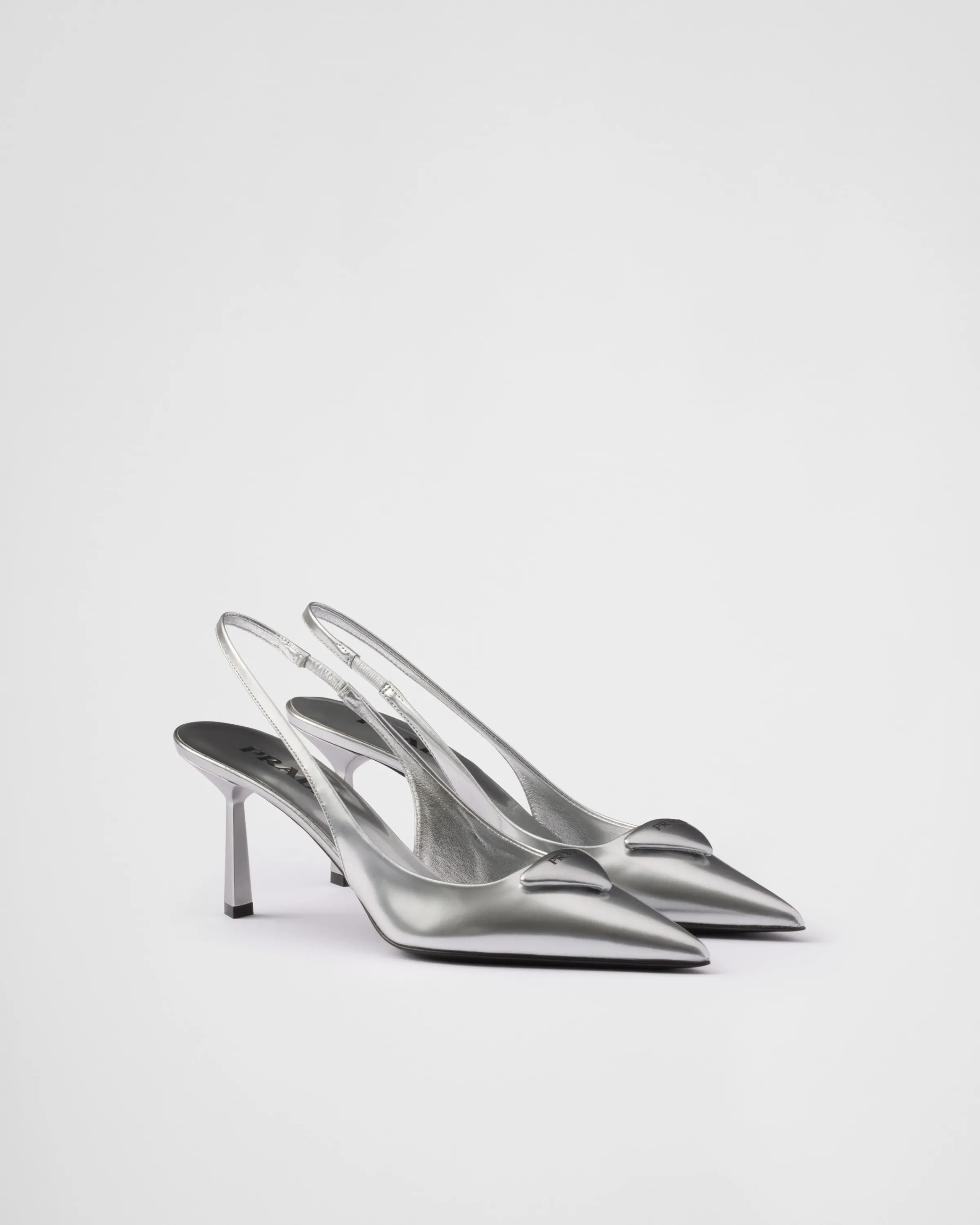 Donna Prada Décolleté slingback in pelle metallizzata