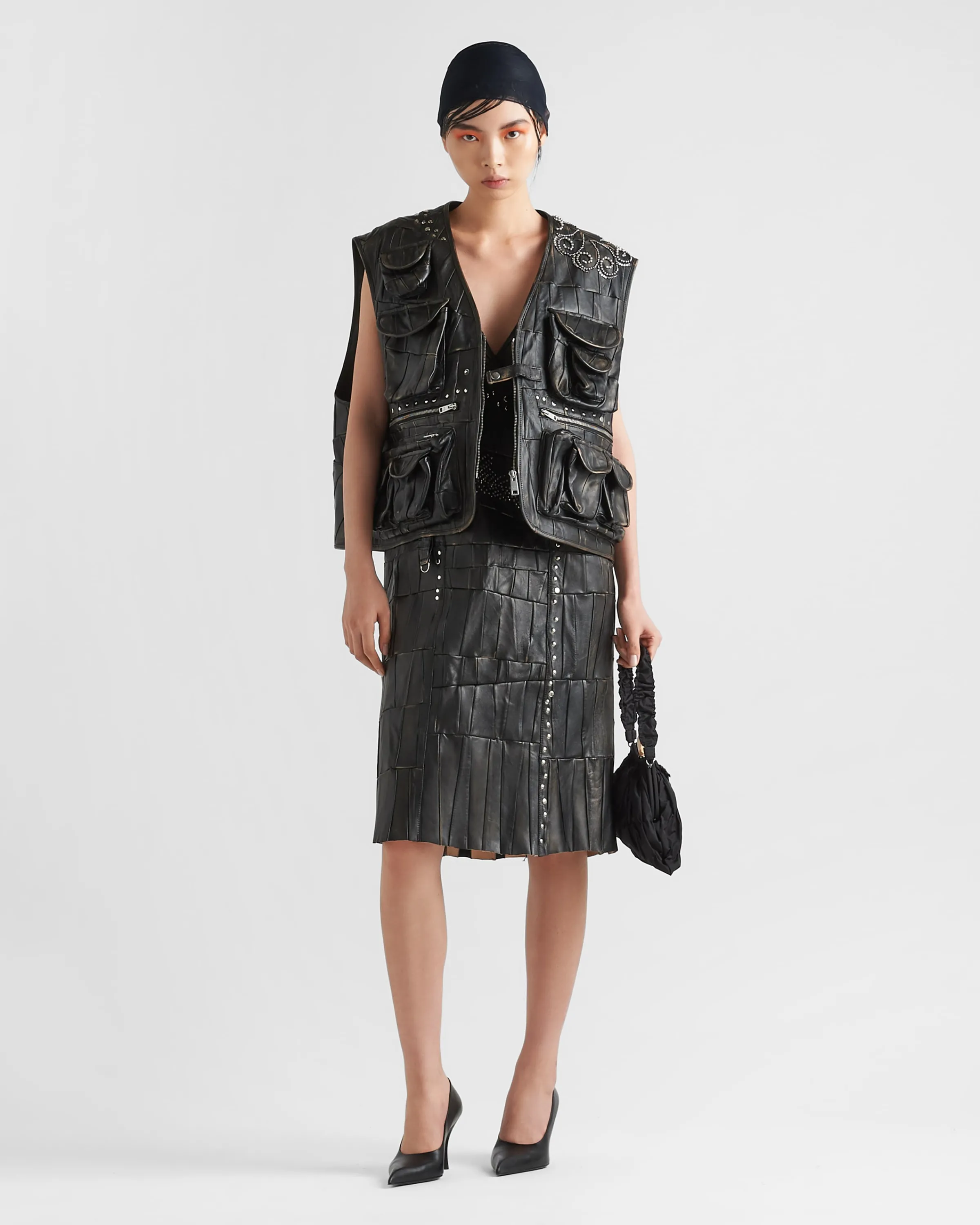 Donna Prada Gilet in nappa patchwork