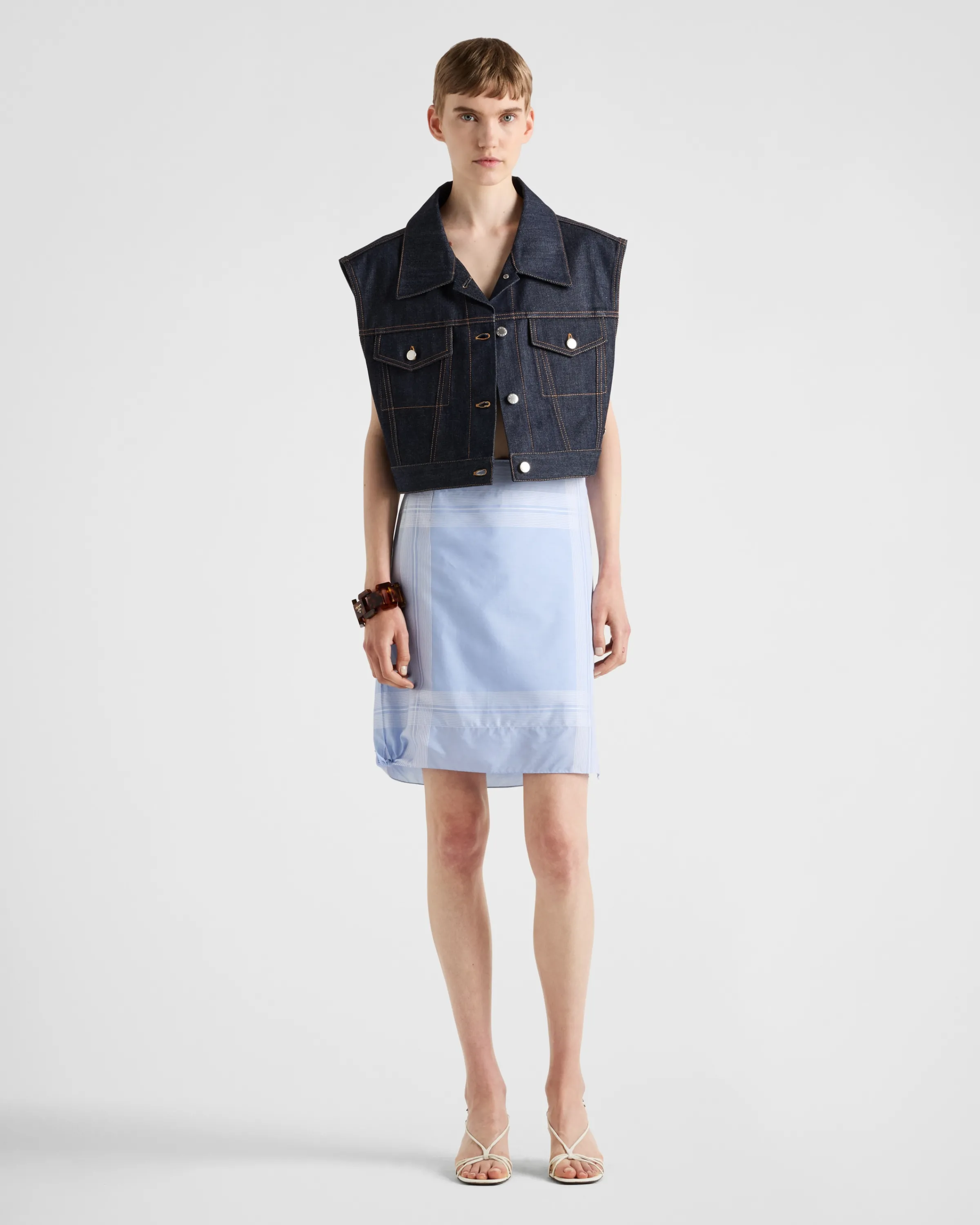 Donna Prada Gilet in selvedge denim