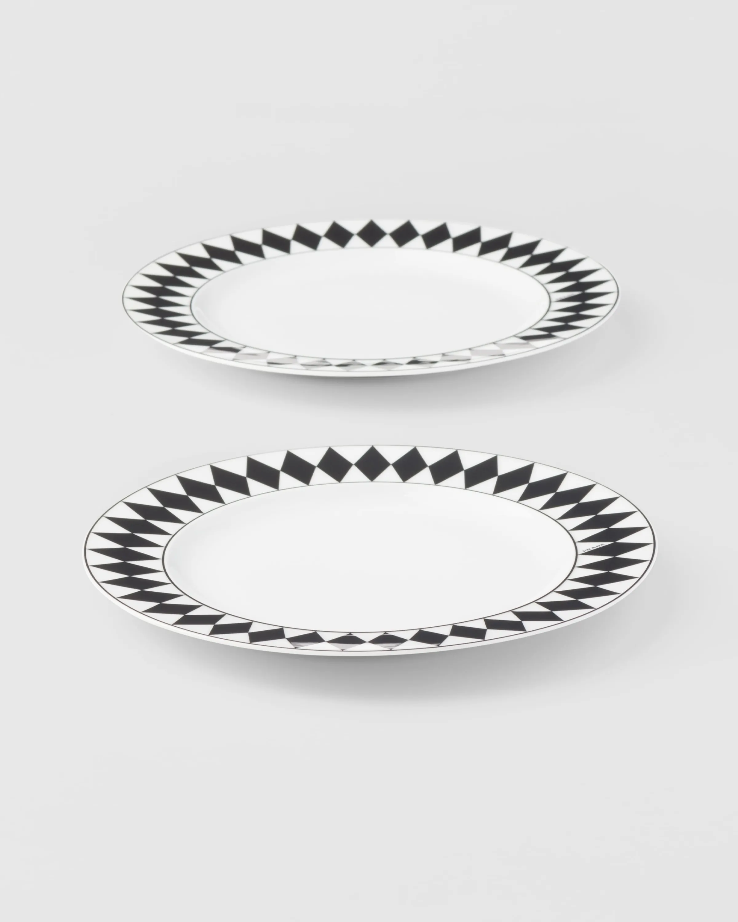 Prada Set di due piatti da dessert in porcellana - Checkerboard