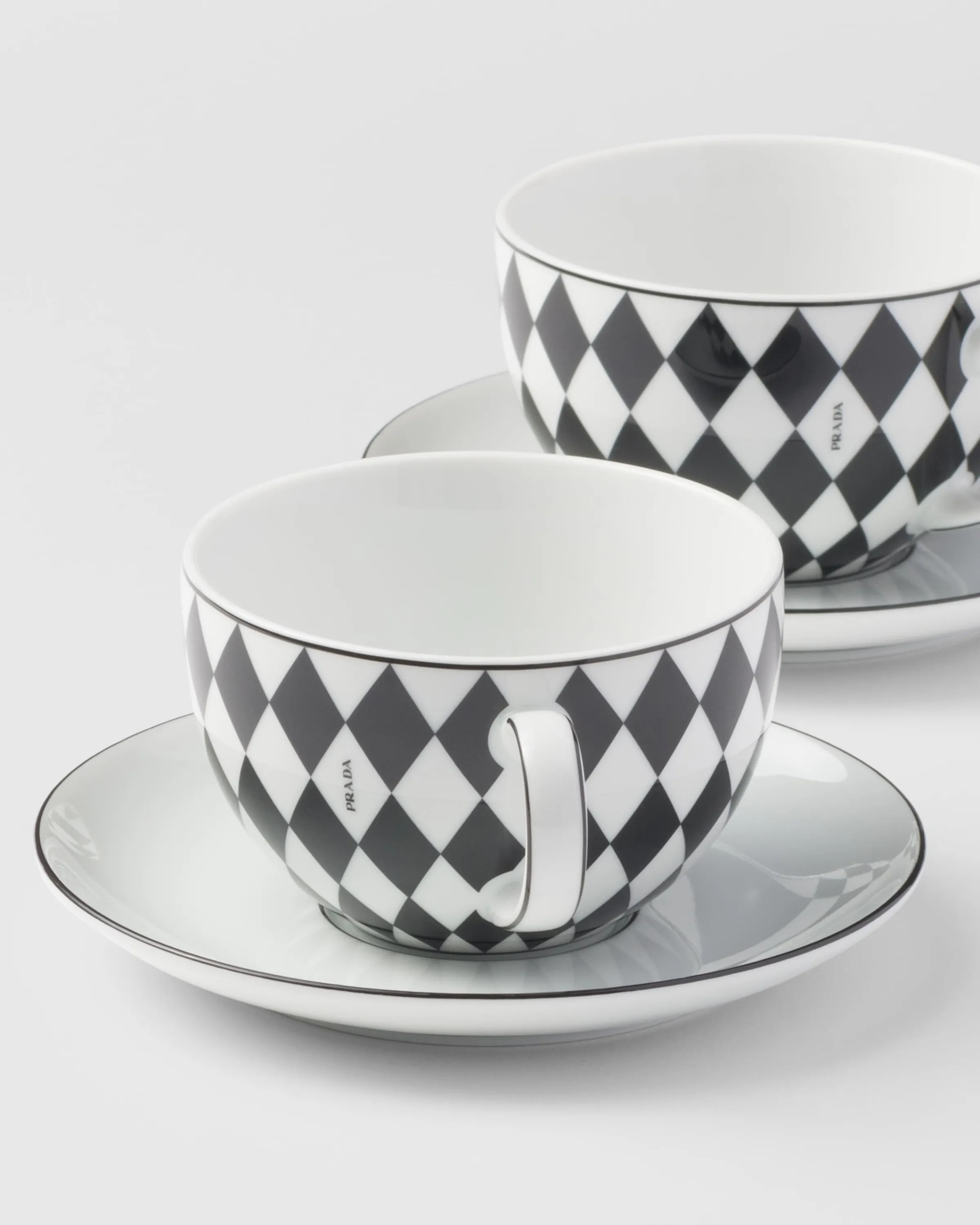 Prada Set di due tazze da cappuccino in porcellana - Checkerboard