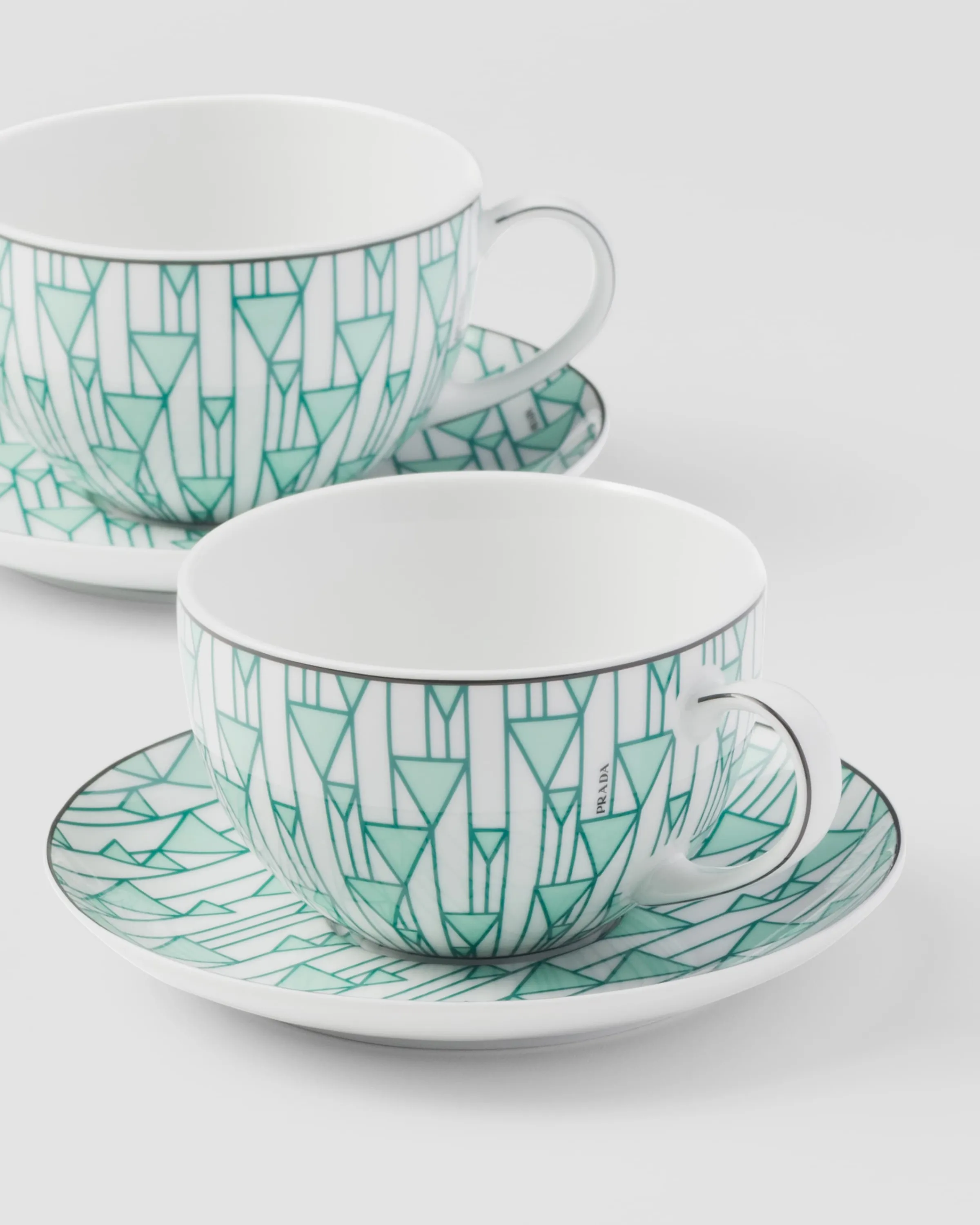 Prada Set di due tazze da cappuccino in porcellana - Vienna Green