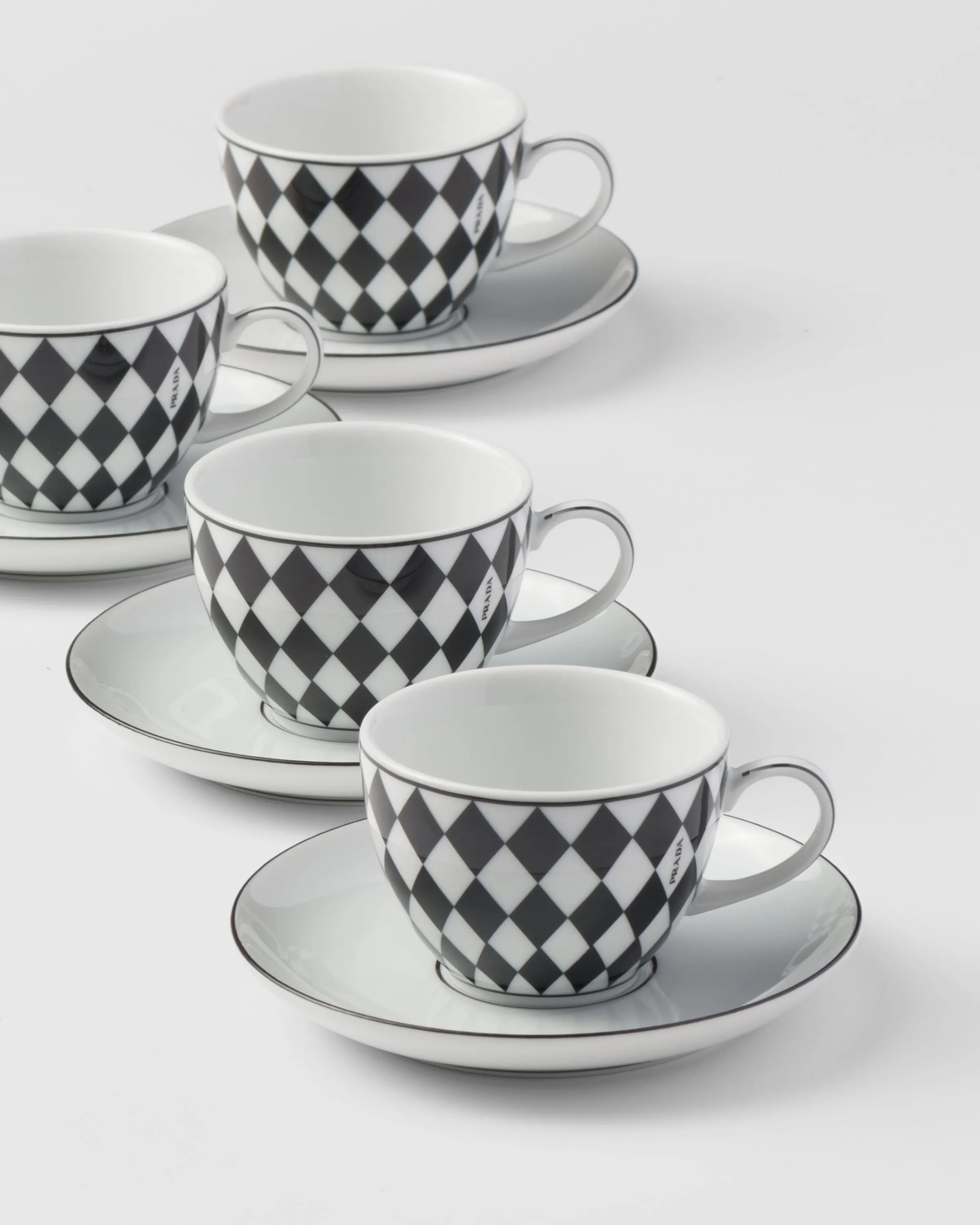 Prada Set di quattro tazzine da caffè in porcellana - Checkerboard