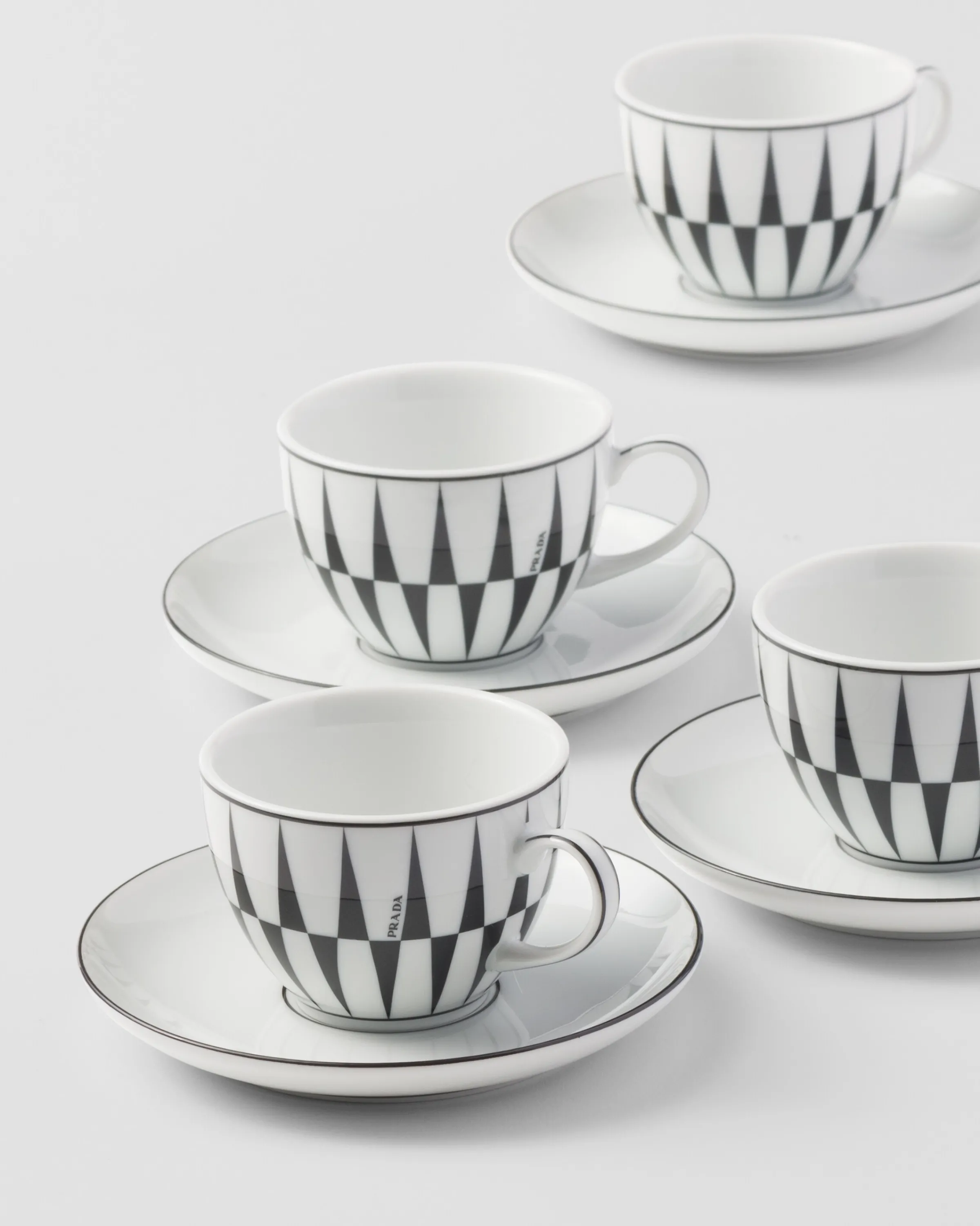 Prada Set di quattro tazzine da caffè in porcellana - Stripes