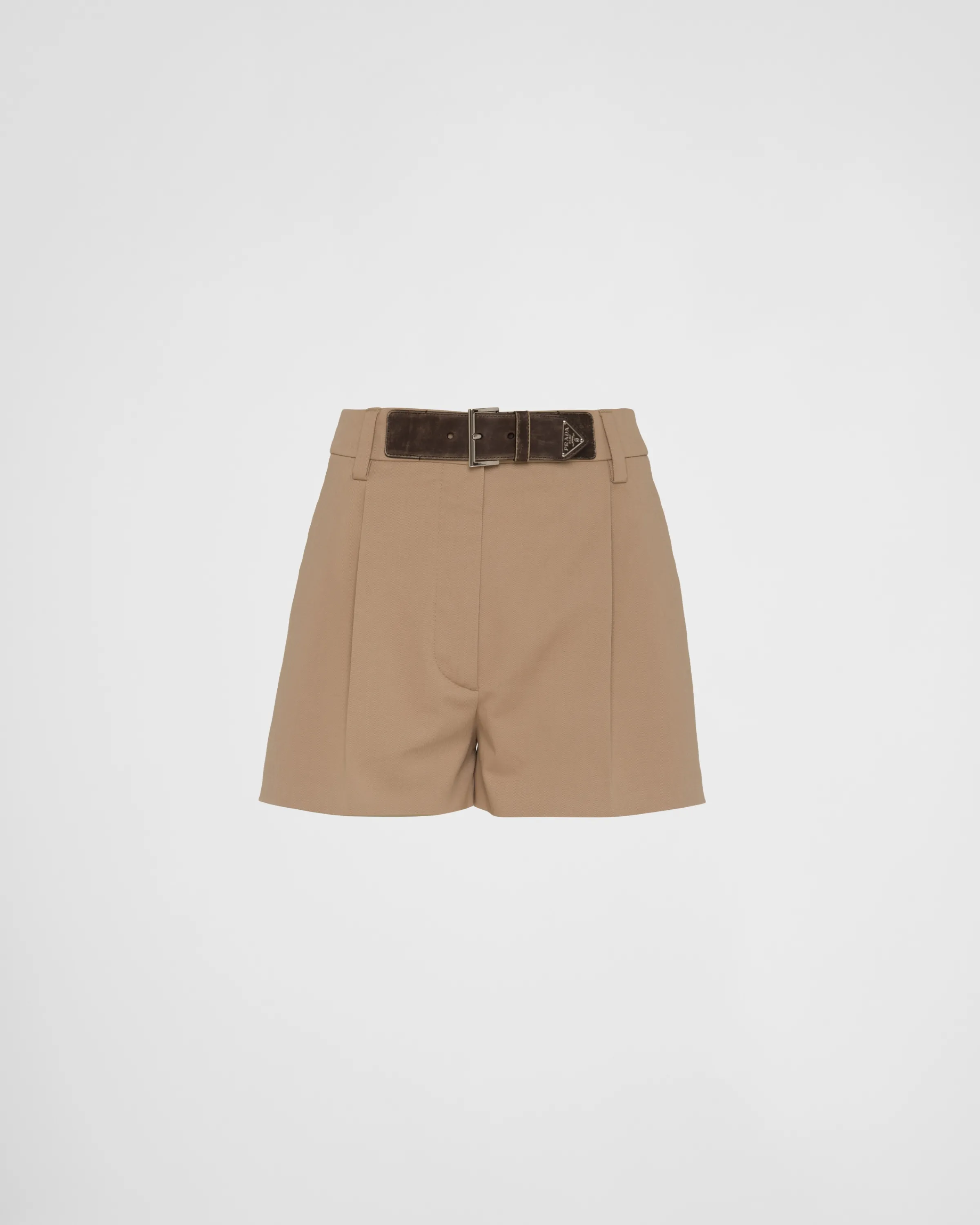 Donna Prada Shorts in gabardine con fibbia