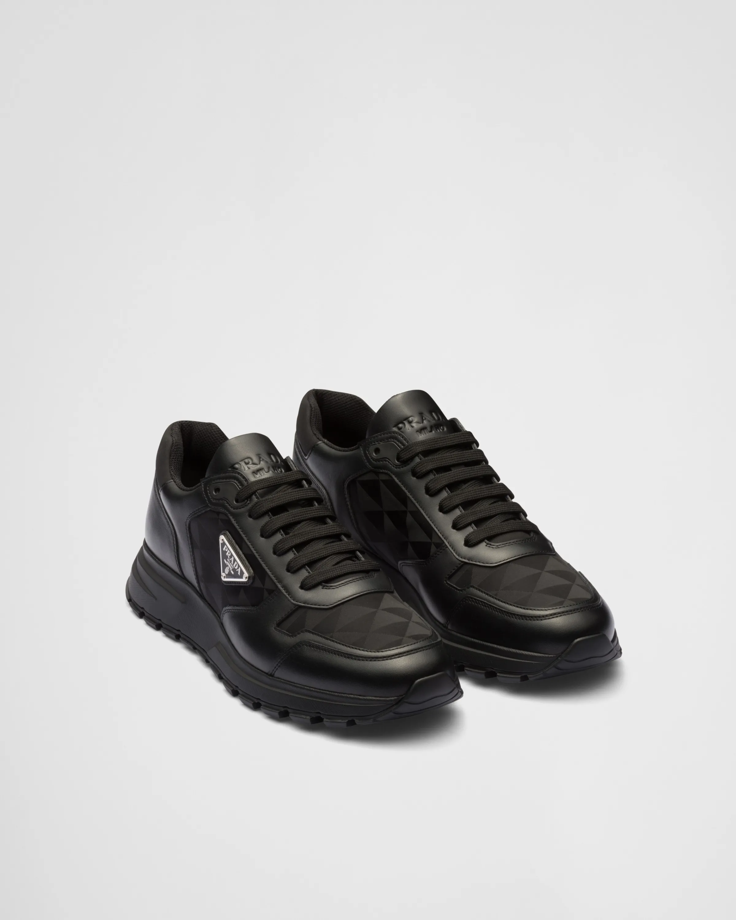 Uomo Prada Sneakers alte in pelle e Re-Nylon