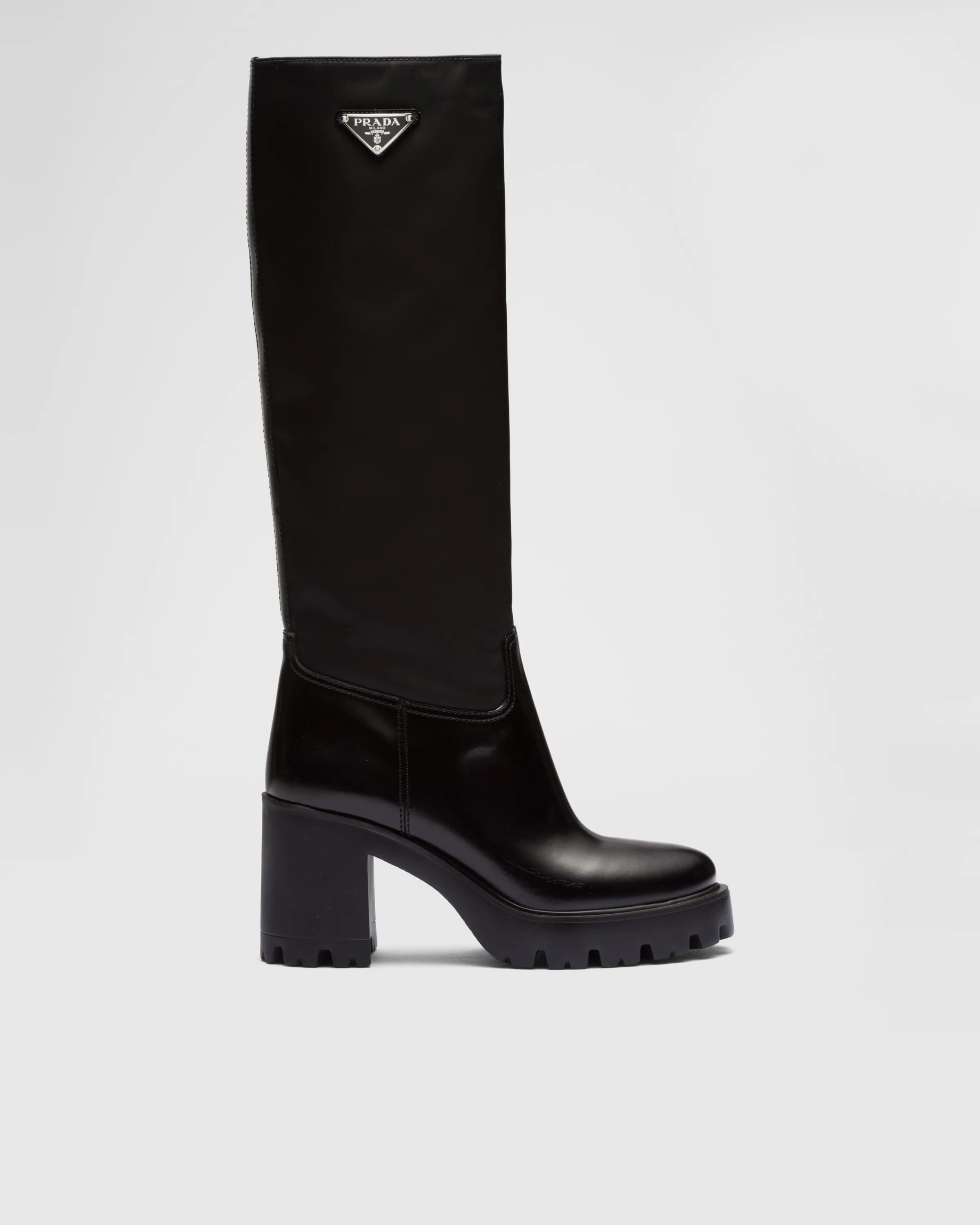 Donna Prada Stivali in pelle e Re-Nylon
