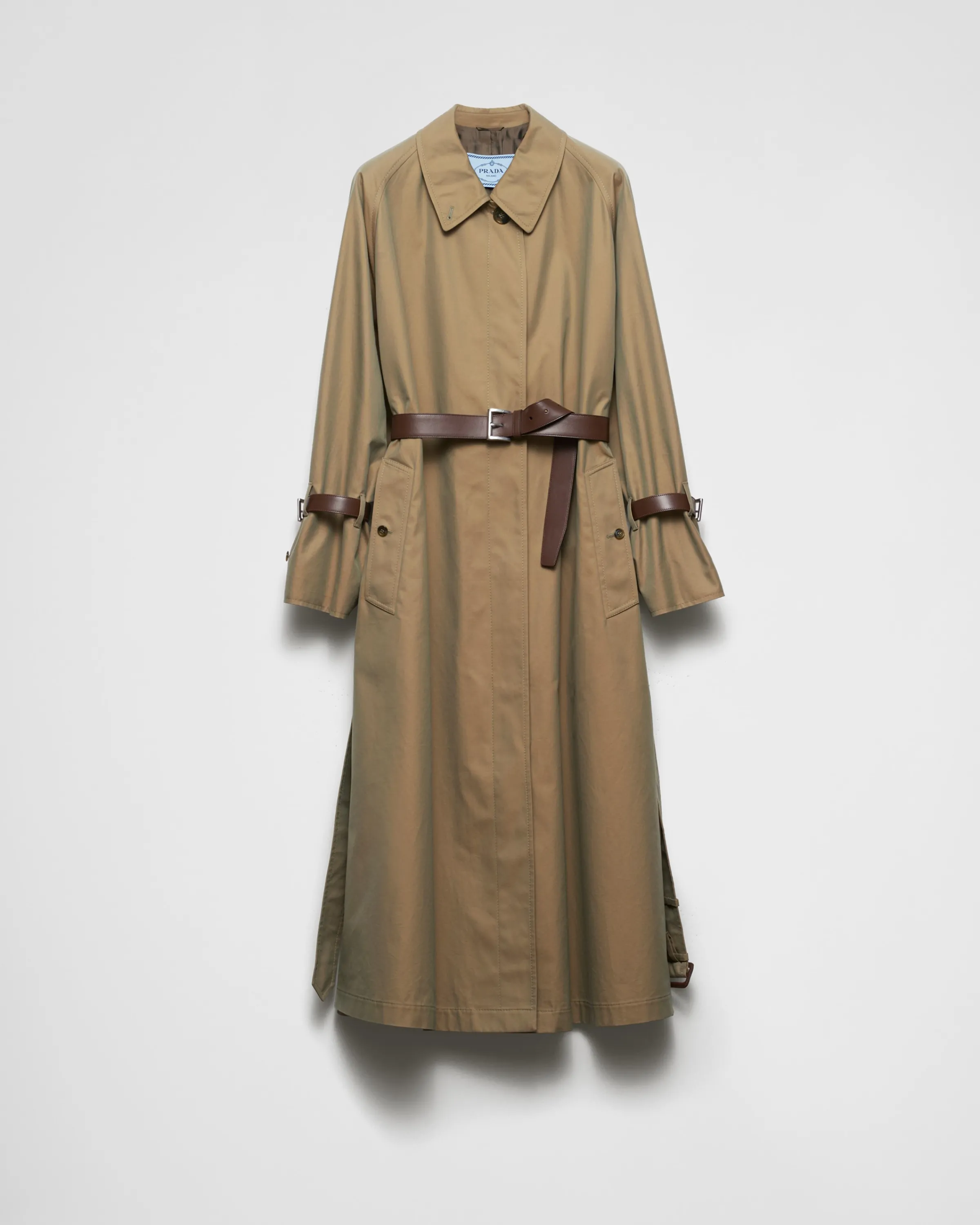 Donna Prada Trench monopetto in twill di cotone